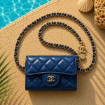 Mini Sac Bleu Cuir Lisse